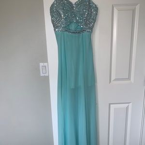 Turquoise Prom Dress with Jewels